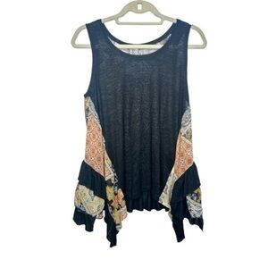 Mystree Women's Patchwork Handkerchief Hem Tank Top - Size Small